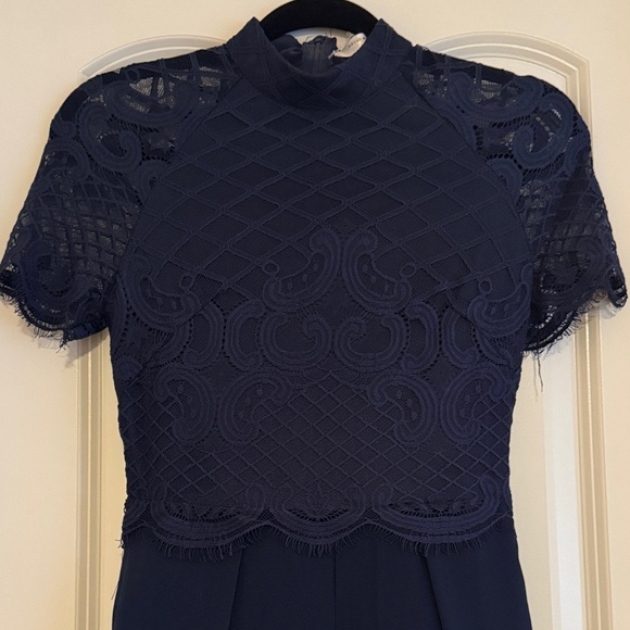 Navy Lace High-Neck Jumpsuit - Picture 3 of 5